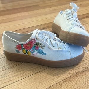 Rifle Paper Co. Keds Floral Embroidered Sneaker Size 7